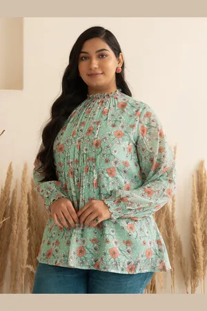 Janasya Women Floral Dobby Georgette Regular Top