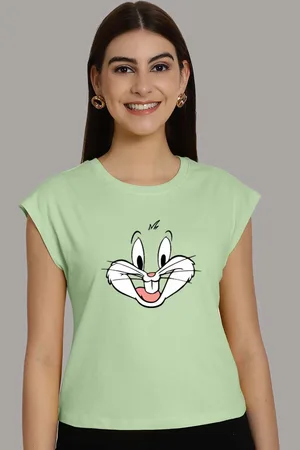 Friskers Women Printed Round Neck Cotton T-shirt