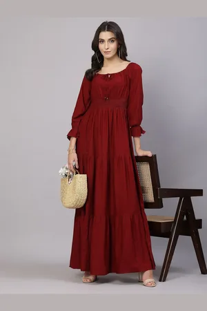 Aayu Tie-Up Neck Puff Sleeve Maxi Dress