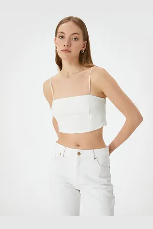 Koton Women Shoulder Straps Embellished Sleeveless Crop Top