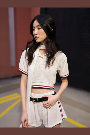 Koton Women Striped Polo Collar T-shirt