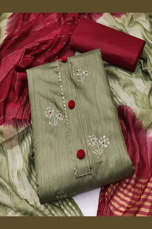 Lilots Ethnic Motifs Embroidered Gotta Patti Unstitched Dress Material