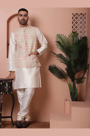 Jompers Men Regular Sequinned Kurta with Churidar With Nehru Jacket