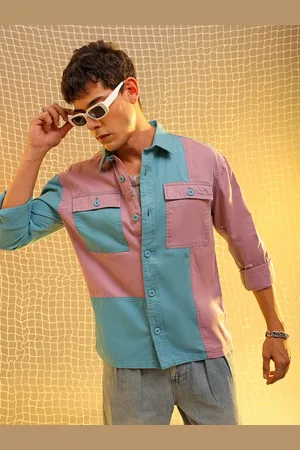 The Indian Garage Co Colourblocked Spread Collar Long Sleeves Cotton Casual Shirt