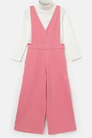 Benetton Girls V-Neck Dungaree With T-Shirt