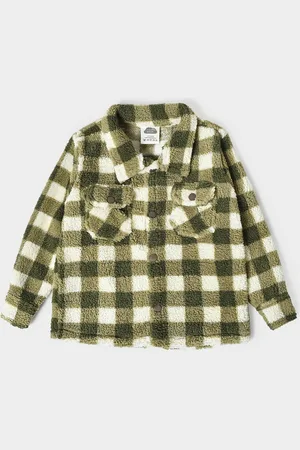 MiArcus Kids Relaxed Fit Buffalo Checked Spread Collar Long Sleeves Shacket