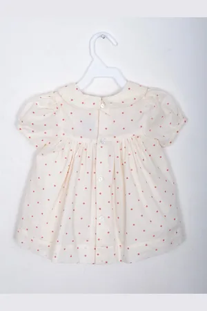 BAESD Girls Polka Dot Printed Cotton Puff Sleeve Empire Dress