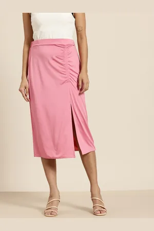 HERE&NOW Side Slit Ruched Straight Skirt
