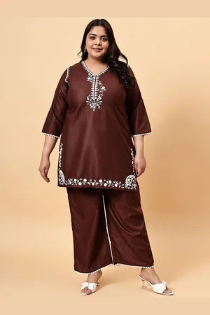 Bani Women Embroidered V Neck Tunic With Flared Palazzos Co-Ords