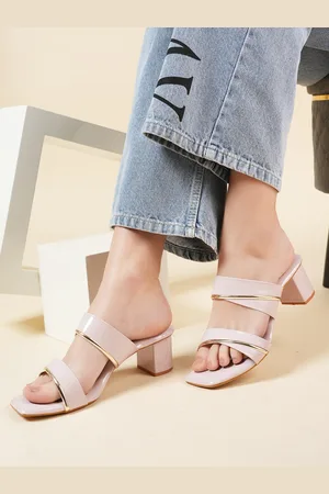 Mast & Harbour Pink Open Toe Block Heels