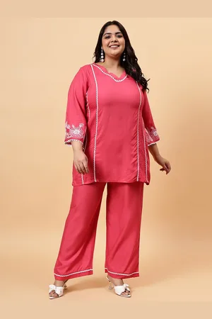 Bani Women Solid Lace Tunic & Palazzos Co-Ords