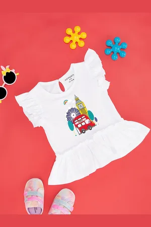Pantaloons Girls Graphic Print Cotton Top