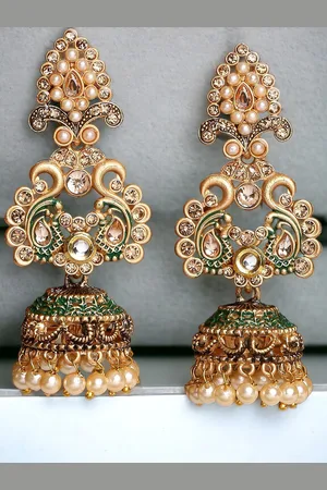 OOMPH Women Peacock Shaped Jhumkas Earrings