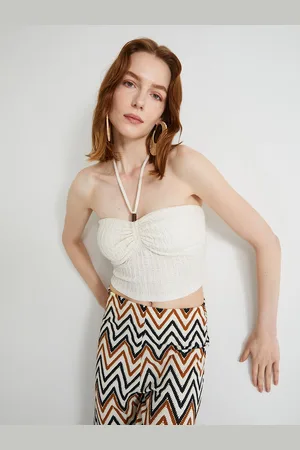 Koton Self Design Strapless Tube Crop Top