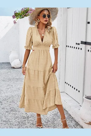 Mast & Harbour Puff Sleeves Maxi Dress