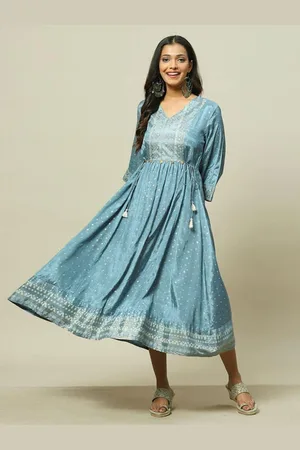 Rangriti Ethnic Motifs Printed A-Line Midi Dress