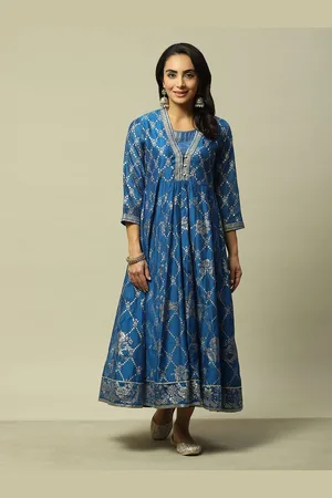 Rangriti Square Neck Ethnic Motifs Print Maxi Dress