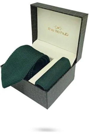 The Tie Hub Men Knitted Necktie & Pocket Square Accessory Gift Set
