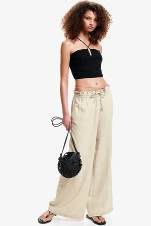 H&M Women Linen-Blend Pull-On Trousers