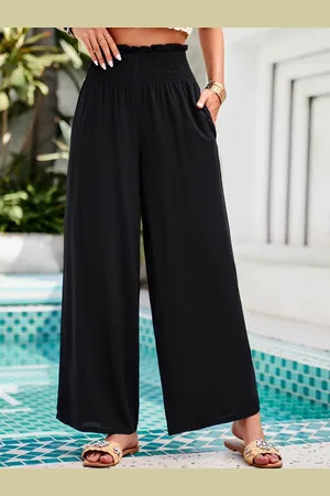 Mast & Harbour Women Black Straight Fit Mid-Rise Trousers
