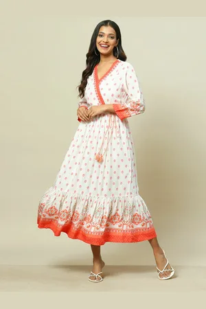 Rangriti Ethnic Motifs Printed Wrap Midi Dress