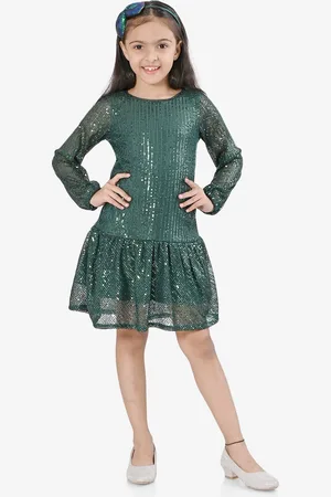 BONKIDS Girls Round Neck A-Line Dress