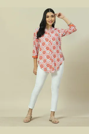 Rangriti Women Conversational Printed Longline Shirt Style Top