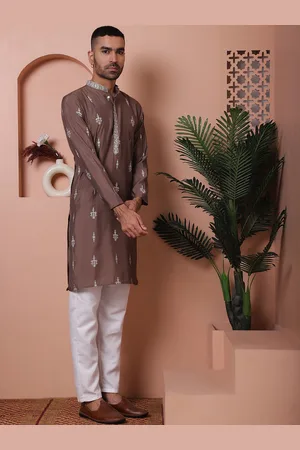 Jompers Floral Printed Mandarin Collar Long Sleeves Kurta with Pyjamas