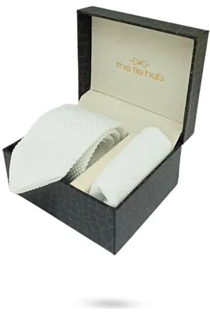 The Tie Hub Men Knitted Necktie & Pocket Square Accessory Gift Set