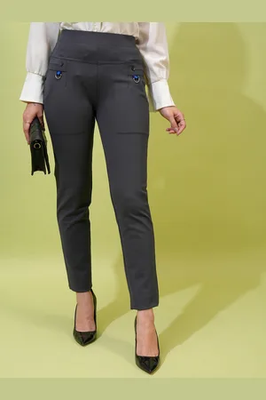Tokyo Talkies Women Grey Skinny Fit High-Rise Fitted Trousers