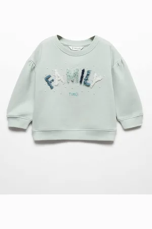 MANGO Girls Cotton Typography Self Design Sweatshirt