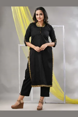 Charukriti Women Solid Thread Work Satin Kurta