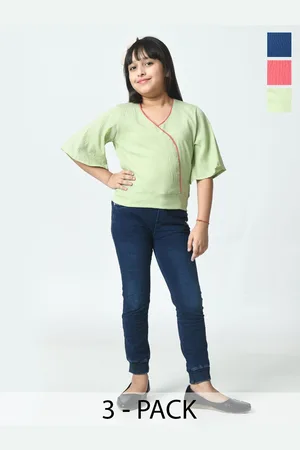 BAESD Girl Flared Sleeve V-Neck Crepe Top