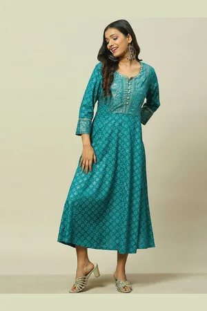 Rangriti Ethnic Motifs Printed A-Line Midi Dress