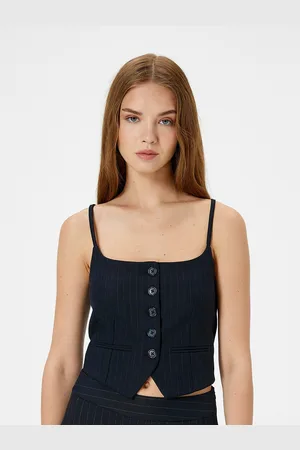 Koton Women Square Neck Striped Sleeveless Top