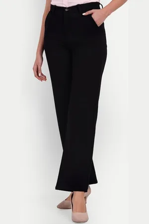 BAESD Women Smart Straight Fit High-Rise Bootcut Trousers