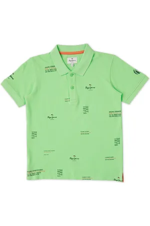 Pepe Jeans Boys Typography Printed Polo Collar Pure Cotton T-shirt