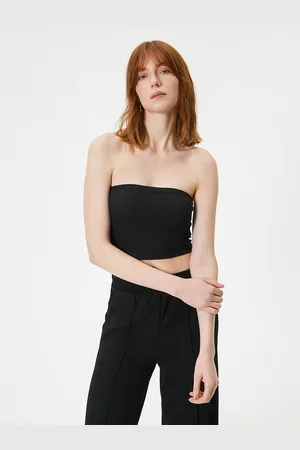 Koton Self Design Sleeveless Tube Crop Top