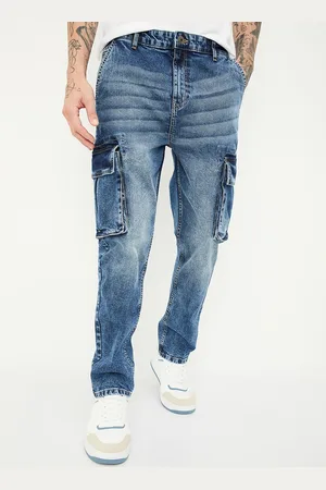 Max Collection URB_N Men Carrot Fit Washed Cargo Jeans