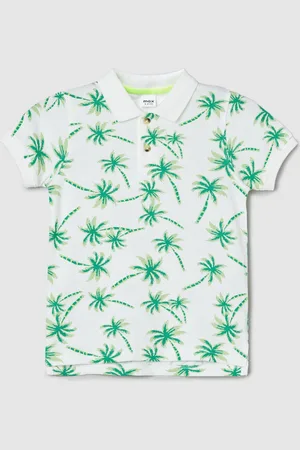 Max Collection Boys Floral Printed Polo Collar Pure Cotton T-shirt