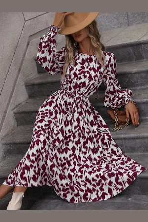 Mast & Harbour Red & White Floral Printed Cuffed Sleeves Maxi Dress