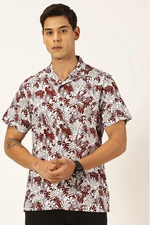 Provogue Slim Fit Floral Cuban Collar Printed Cotton Casual Shirt