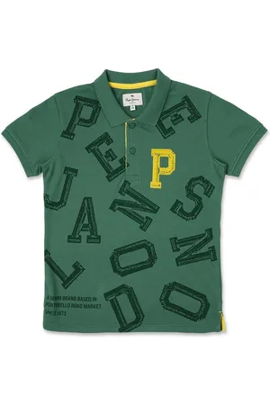 Pepe Jeans Boys Typography Printed Polo Collar Pure Cotton T-shirt