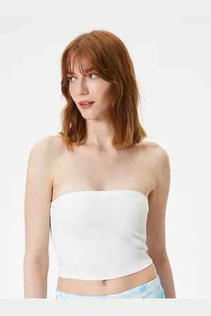Koton Solid Strapless Tube Crop Top