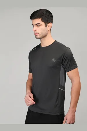 CHKOKKO Men Charcoal Grey Solid Round Neck T-shirt