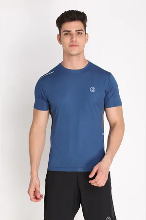 CHKOKKO Men Blue Dri-FIT Sports T-shirt