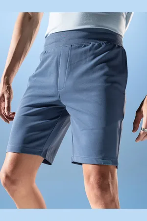 DaMENSCH Men Solid Blue Premium Regular Fit Ottoman Textured Shorts