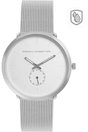 French Connection Men White Dial & Steel Toned Stainless Steel Bracelet Style Straps Analogue Watch - FCB01SM