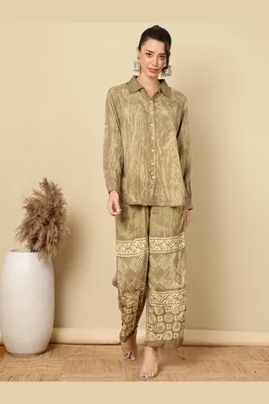 Jaipur Bagru Printed Tie-Dyed Shirt & Trousers Co-Ords