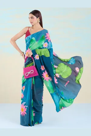 Liva Floral Liva Saree With Blouse Piece